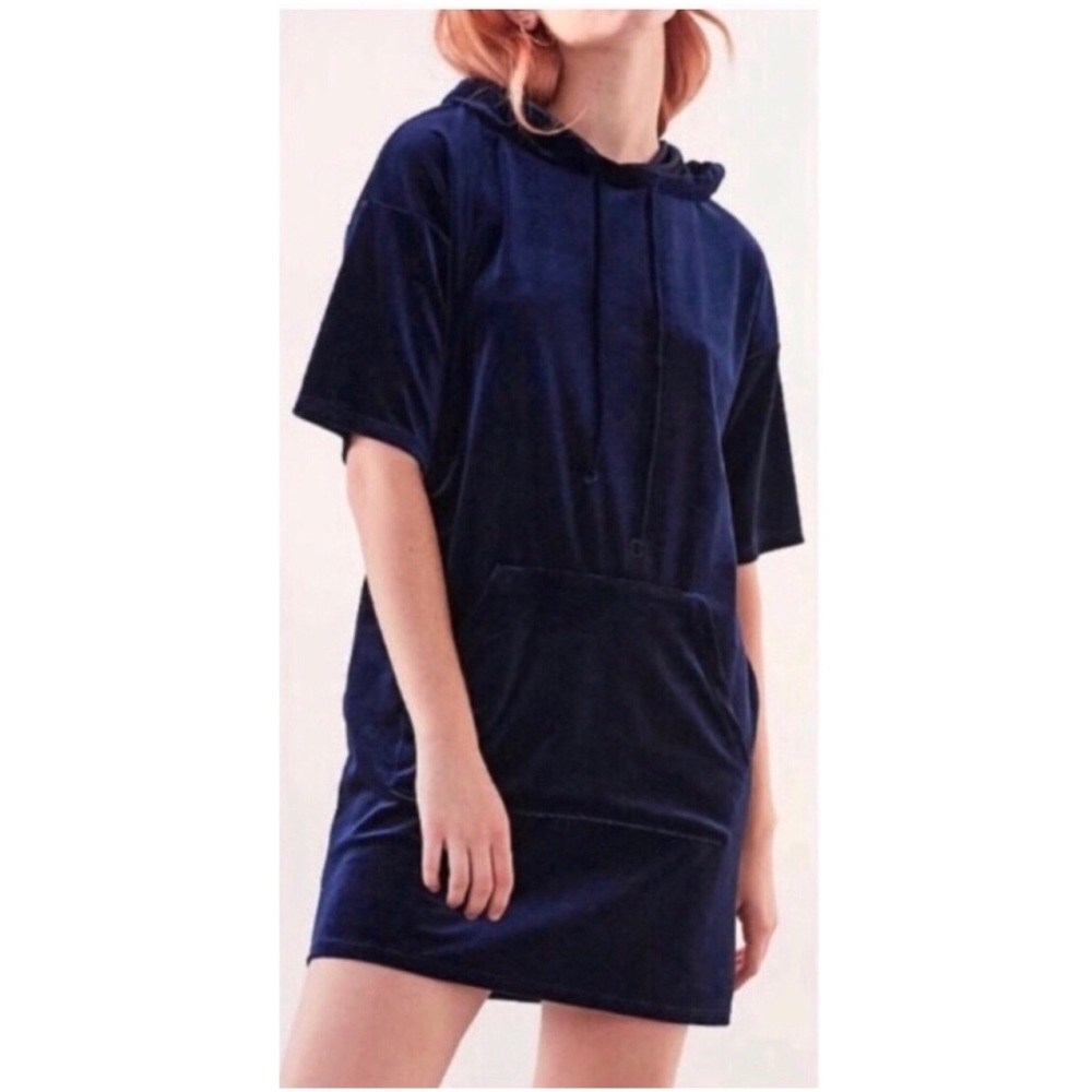 NWT Navy Hooded Velvet Dress | S - Picture 2 of 8